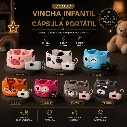 COMBO VINCHA INFANTIL + CAPSULA PORTATIL