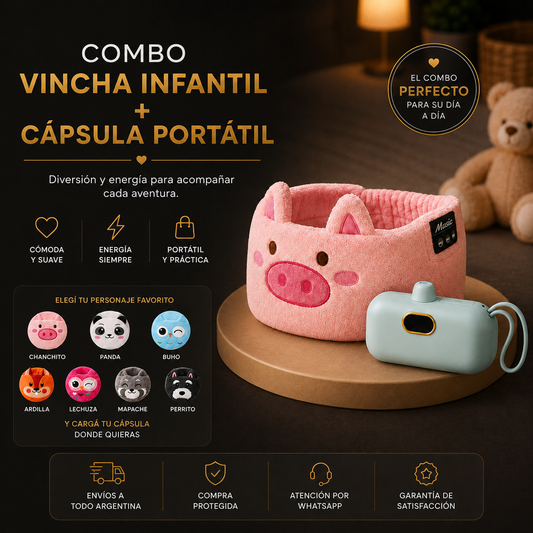 COMBO VINCHA INFANTIL + CAPSULA PORTATIL