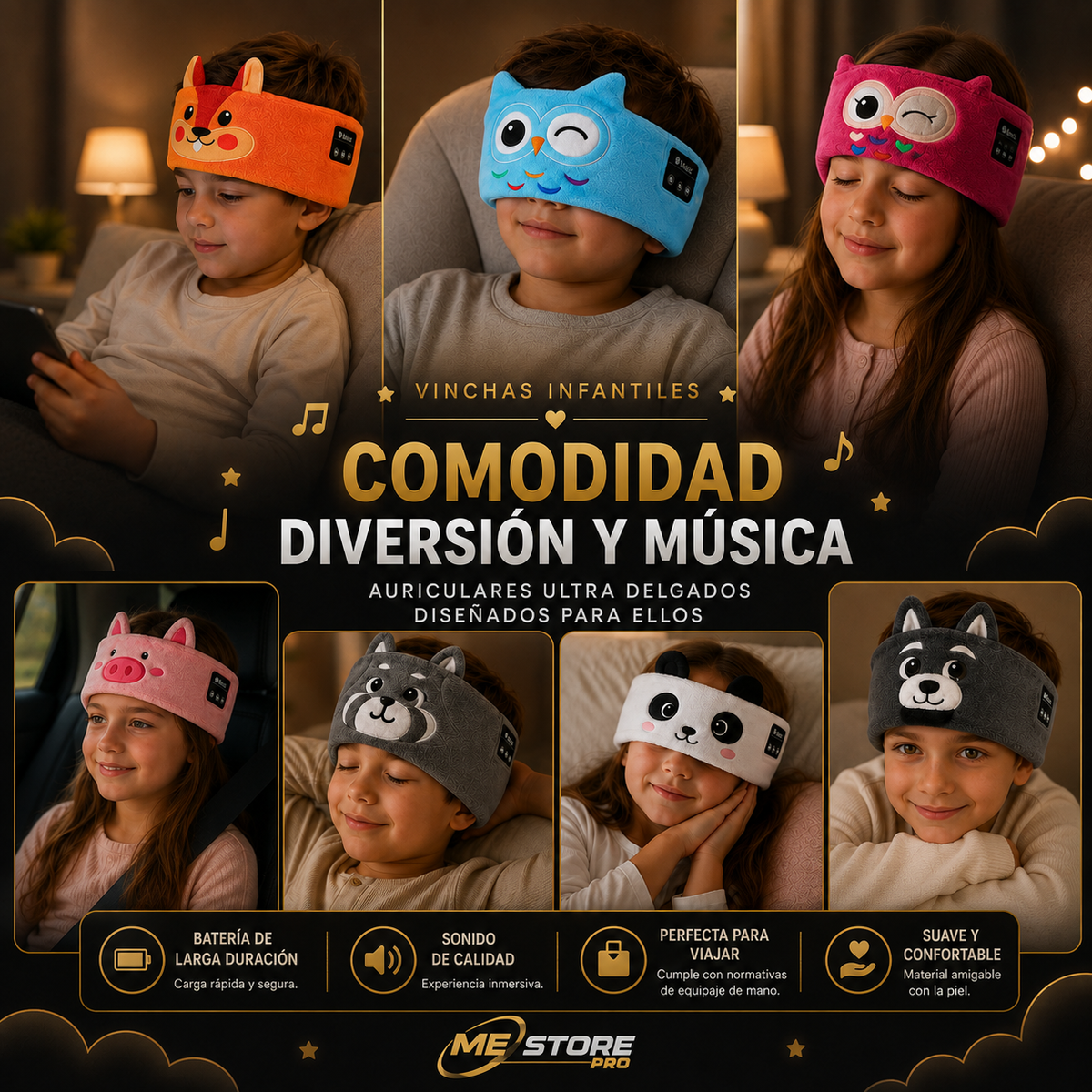COMBO VINCHA INFANTIL + CAPSULA PORTATIL